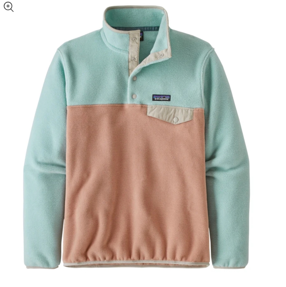 Patagonia Synchilla T-snap Mint and Peach Fleece Pullover